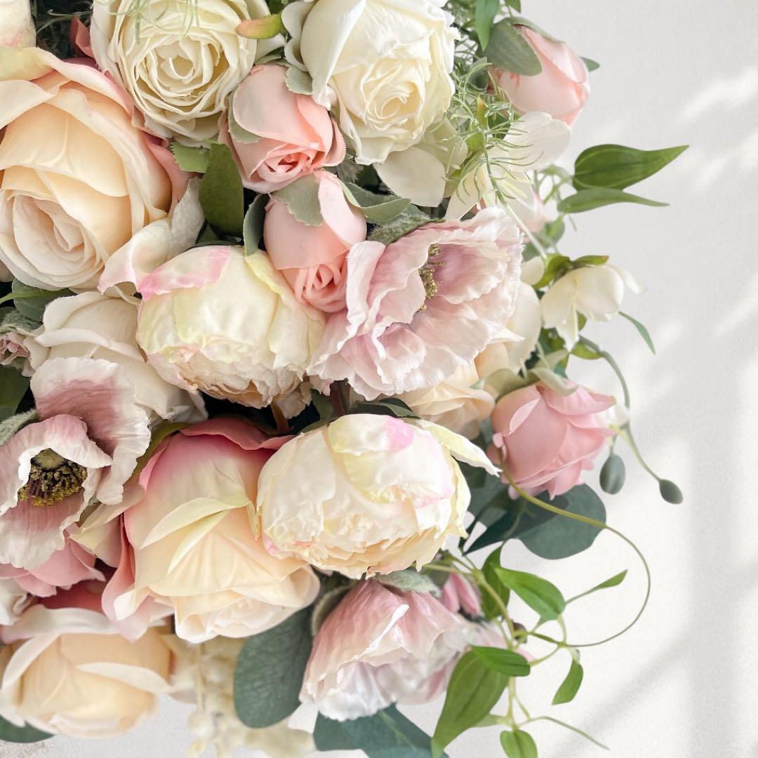 ピンクローズとピオニーのスワッグ｜光触媒フラワー・開店祝い・誕生日ギフト　造花