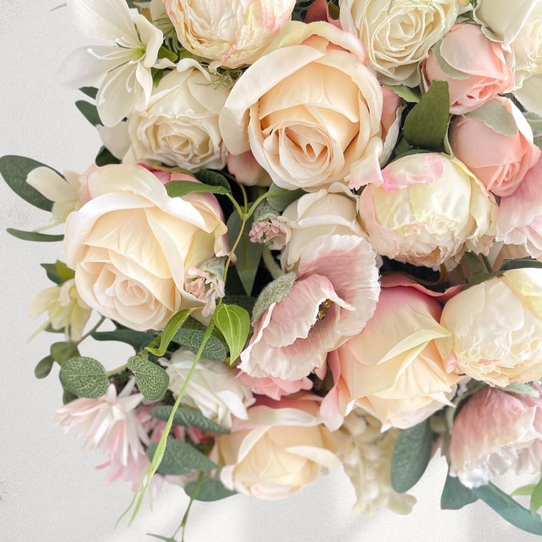 ピンクローズとピオニーのスワッグ｜光触媒フラワー・開店祝い・誕生日ギフト　造花