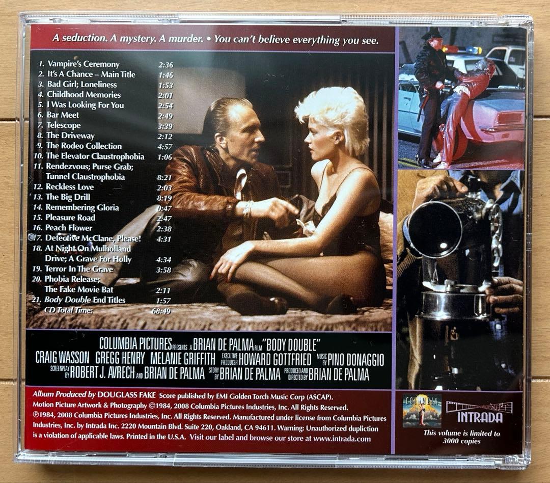 ボディ・ダブル　サウンドトラック　CD　3000枚限定盤　音楽ピノ・ドナッジオ