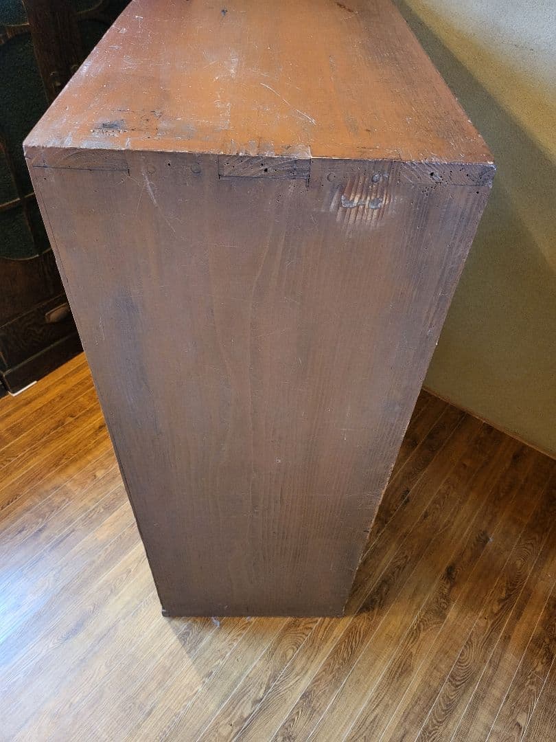 ガラス戸棚　引き出し　4杯　ゆらゆらガラス　古道具　アンティーク