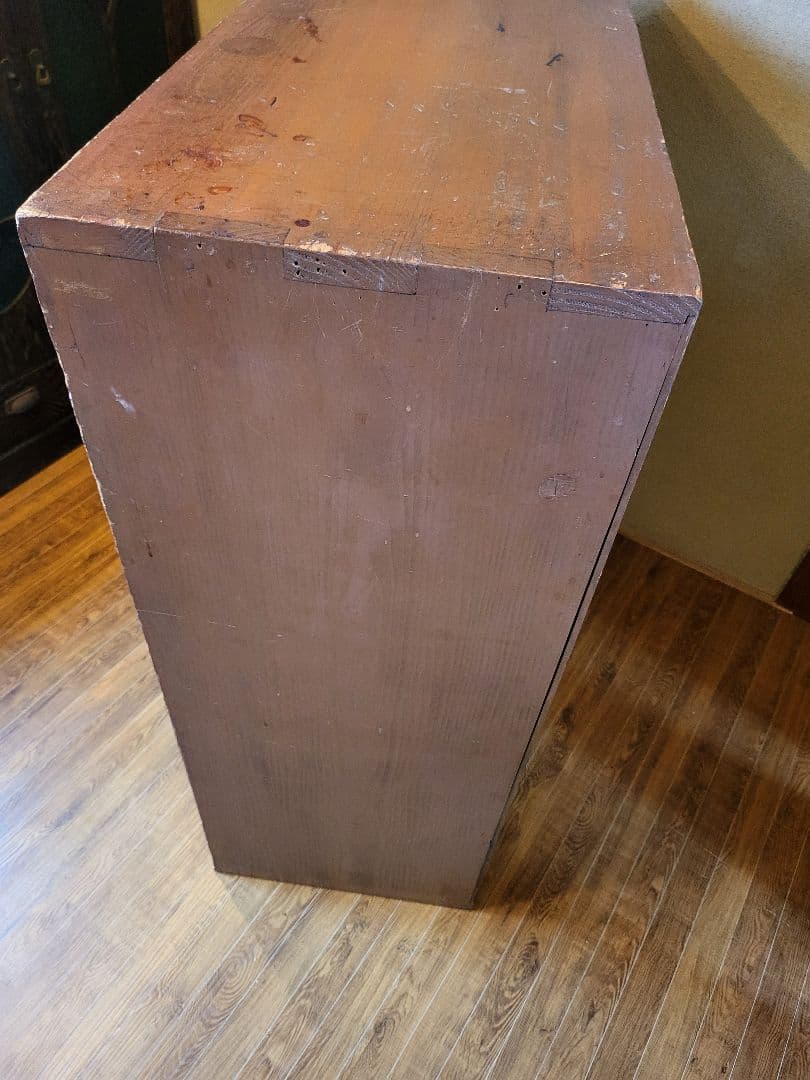 ガラス戸棚　引き出し　4杯　ゆらゆらガラス　古道具　アンティーク