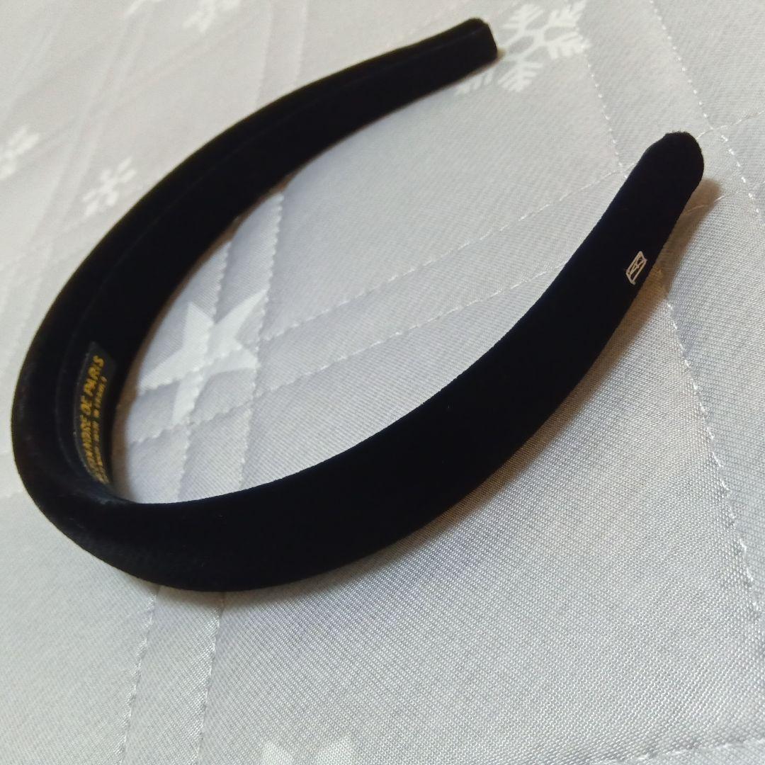 アレクサンドル ドゥ パリ　ベロアカチューシャ (2.5 cm)ブラック