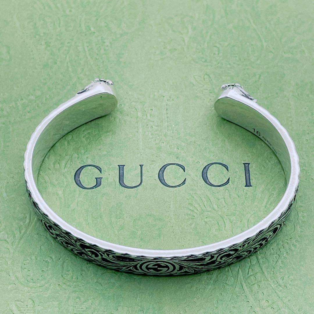 GUCCI バングル　アラベスク　キャット　インターロッキング　シルバー