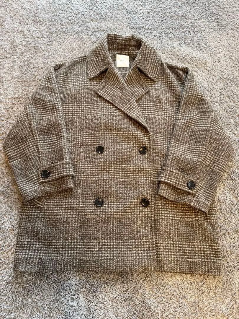 ぴ*か様 Spick and Span Wスライバーチェックハーフコート　36