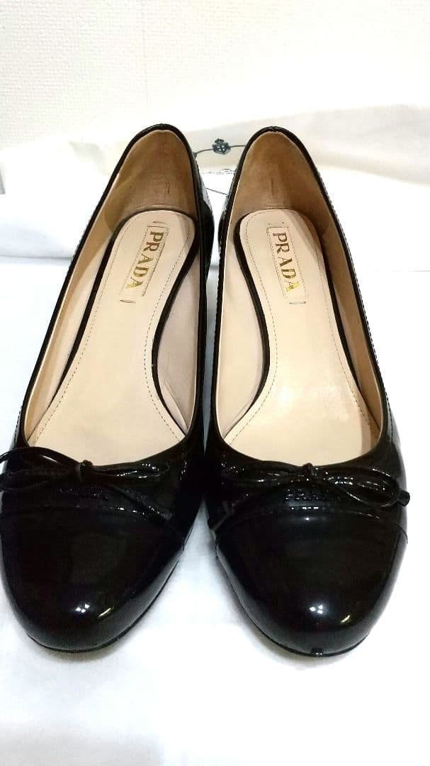 PRADA ブラック エナメル ヒール サイズ38