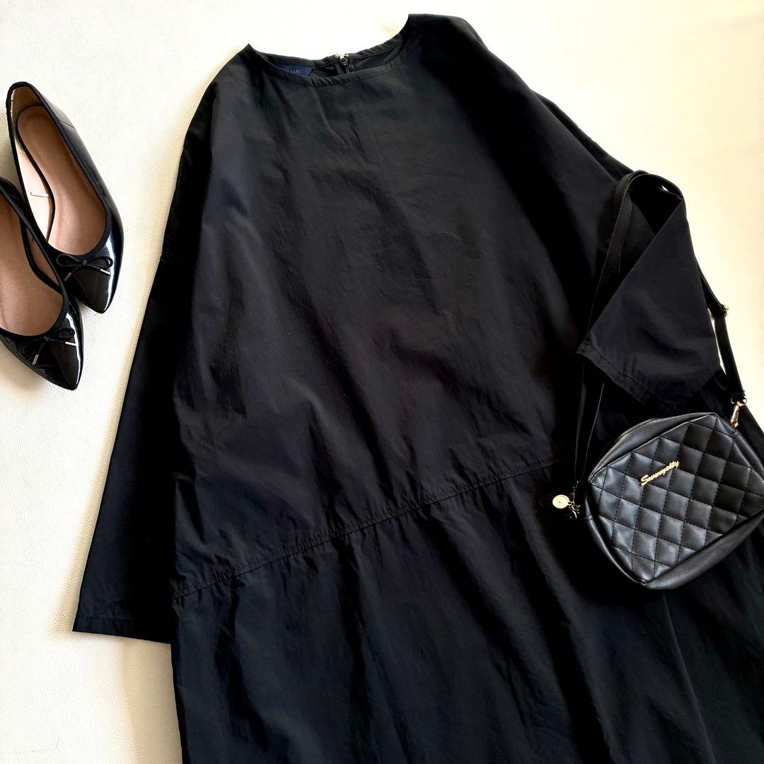 ◆美品◆1.4万◆ICHI◆大きいサイズ感◆ゆったり長袖マキシワンピース◆黒◆F