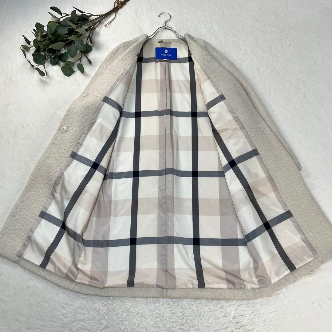 18AW ブルーレーベルクレストブリッジ モヘア混 バルキー ノーカラーコート