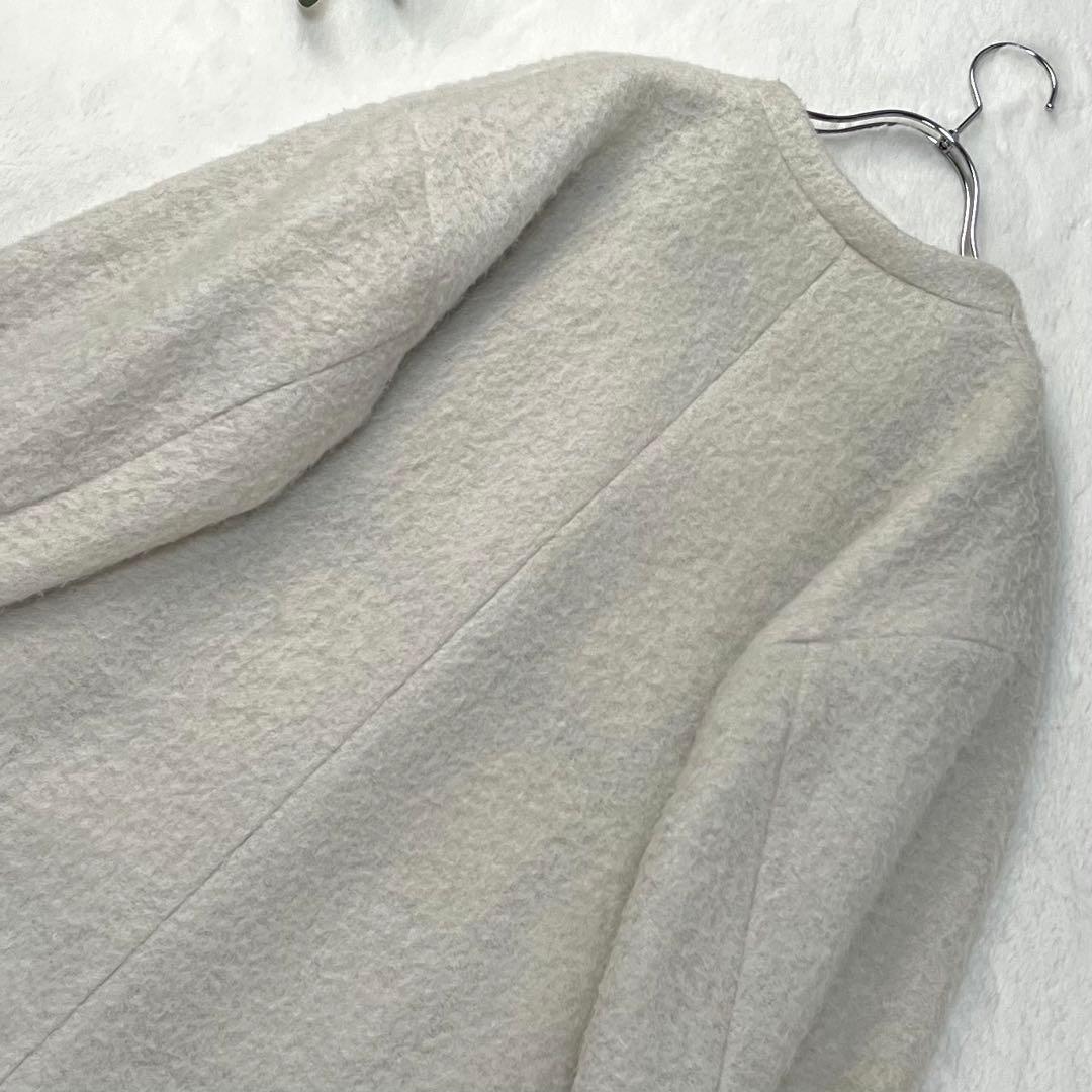 18AW ブルーレーベルクレストブリッジ モヘア混 バルキー ノーカラーコート