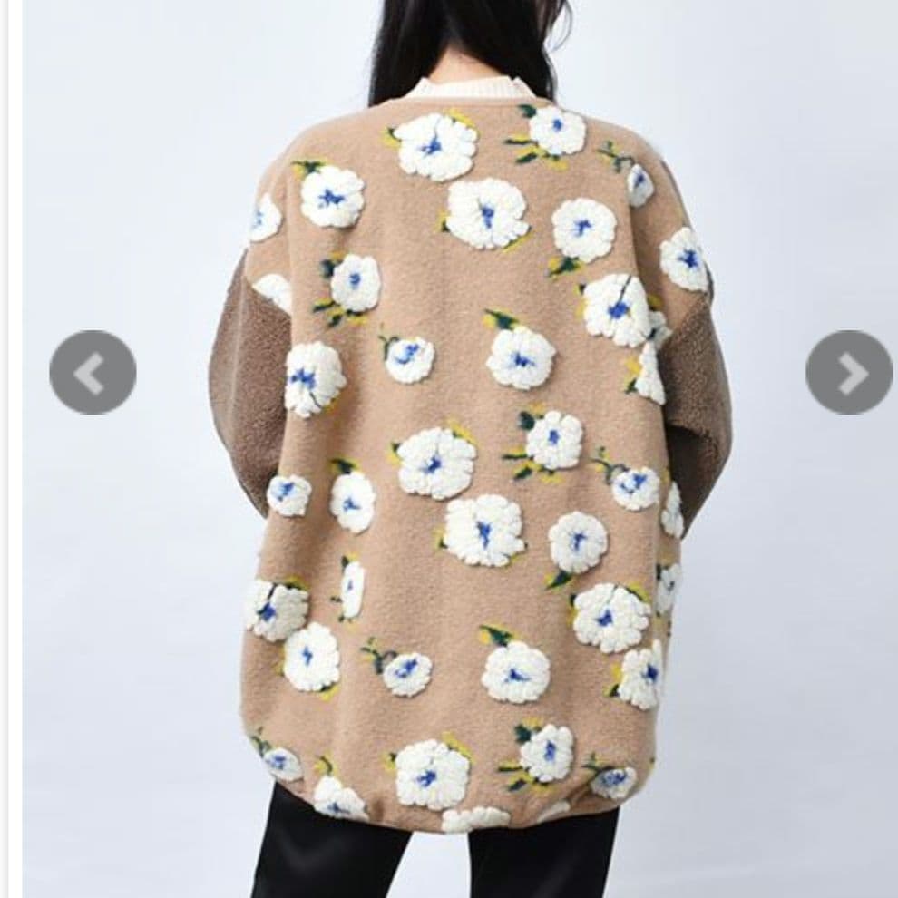 ドラッグストアーズ 花柄 あったか羽織 ベージュ