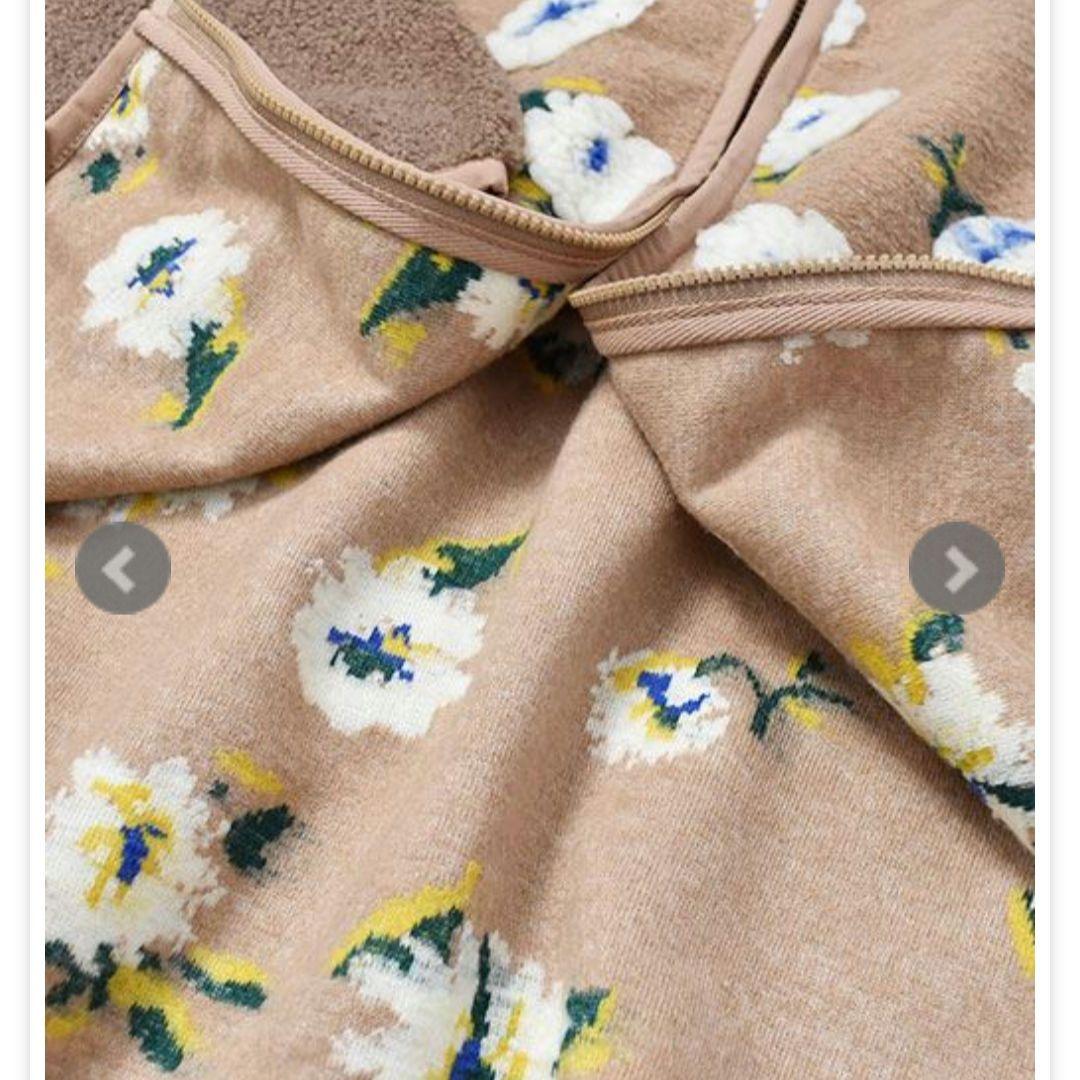 ドラッグストアーズ 花柄 あったか羽織 ベージュ