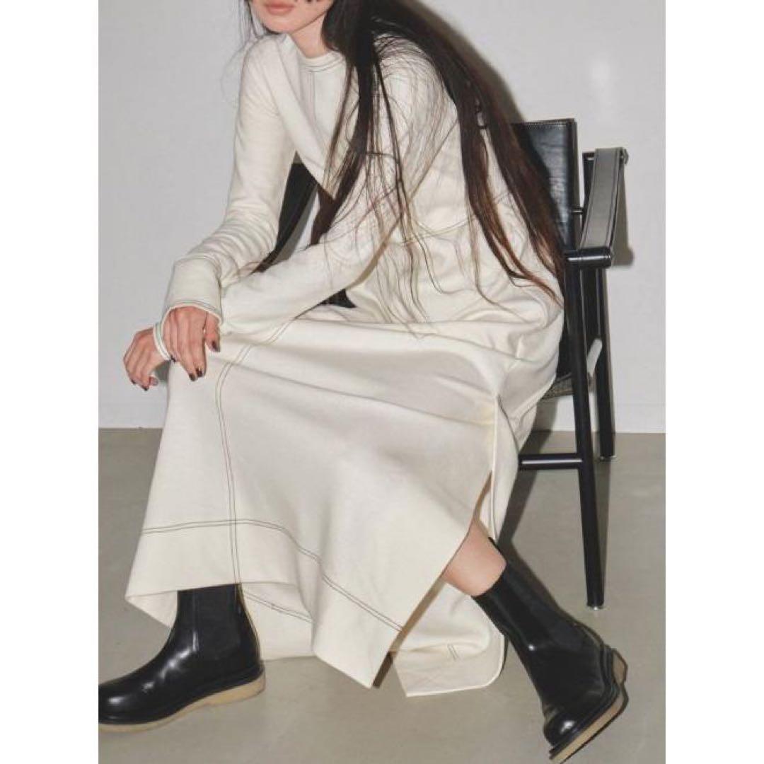 トゥデイフル　ジャージーバルーンドレス　エクリュ　38