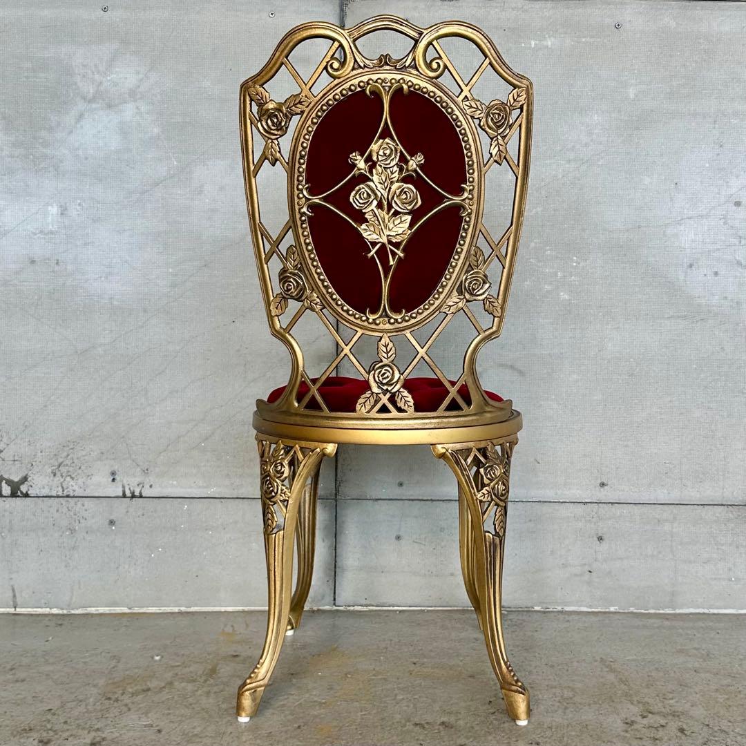 アテム ①★アルミ製アンティークチェア★ ゴールド × ベロアクラシカル