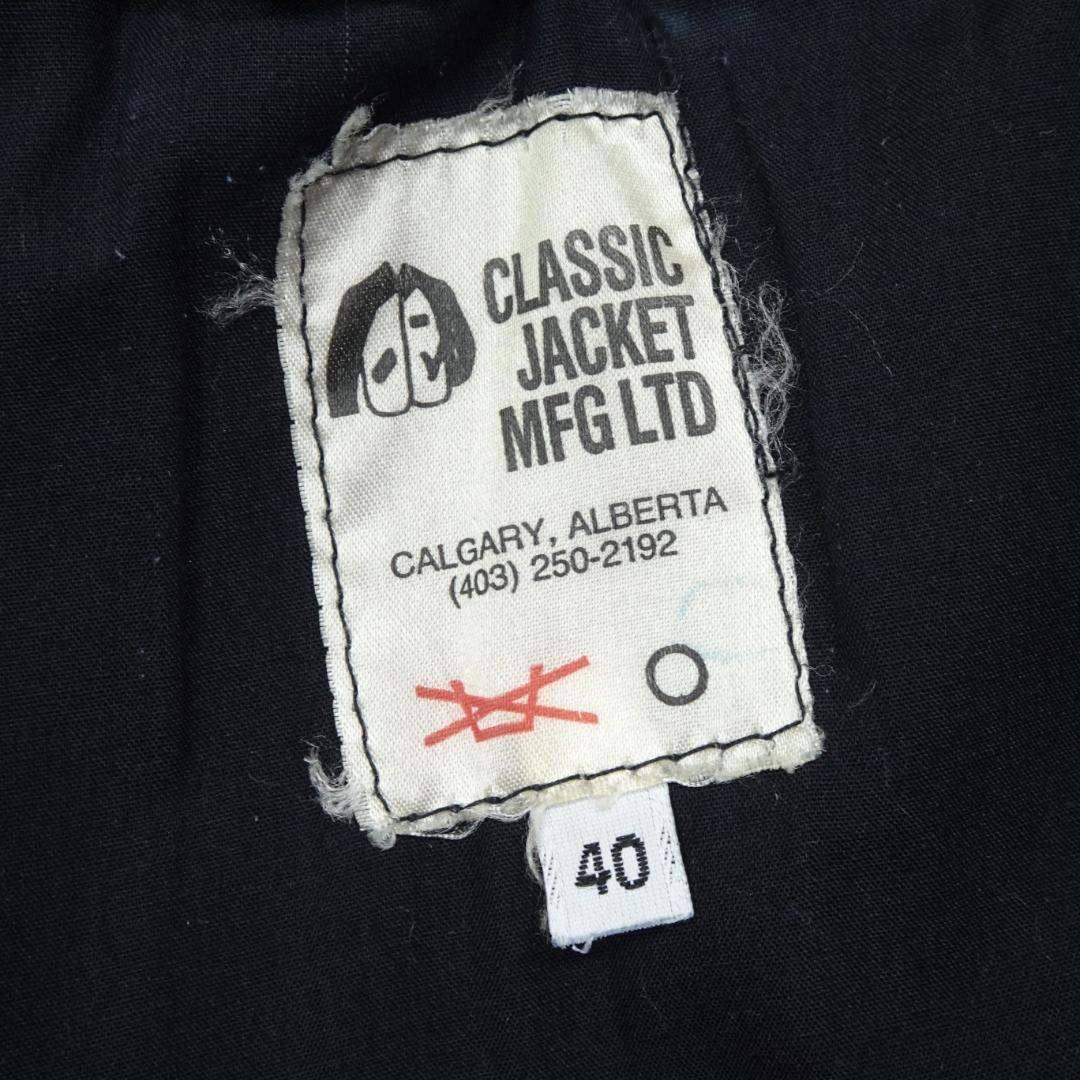 80s-90s オールレザースタジャン 40 カナダ ブルー ライナー 襟付き