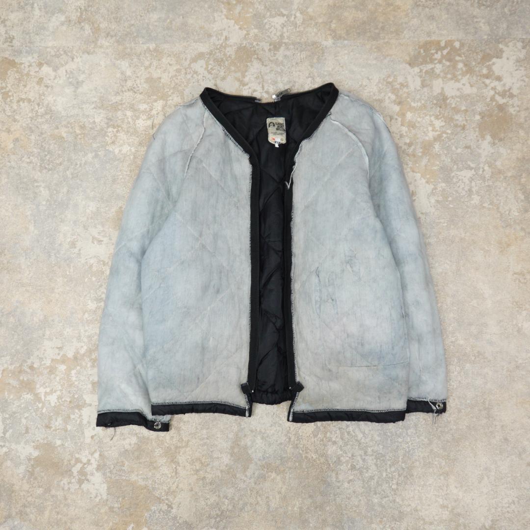 80s-90s オールレザースタジャン 40 カナダ ブルー ライナー 襟付き