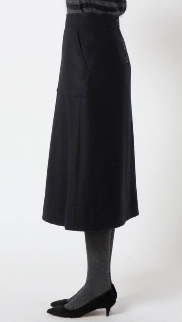 ビーバーメルトントラペーズスカート　ブラック　34
