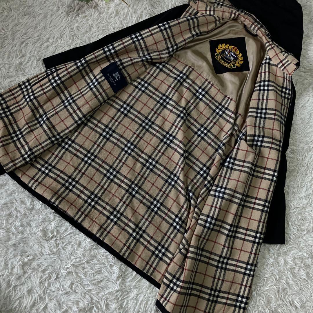 BURBERRYLONDON　フード付きロング丈ブルゾン　ノバチェック　黒　9