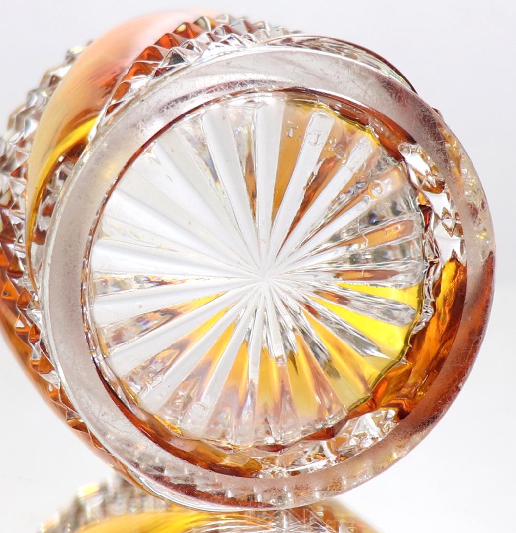 オールド・バカラ 1880年 珍品 サーペンティン 琥珀色ガラス蓋物 小物入れ