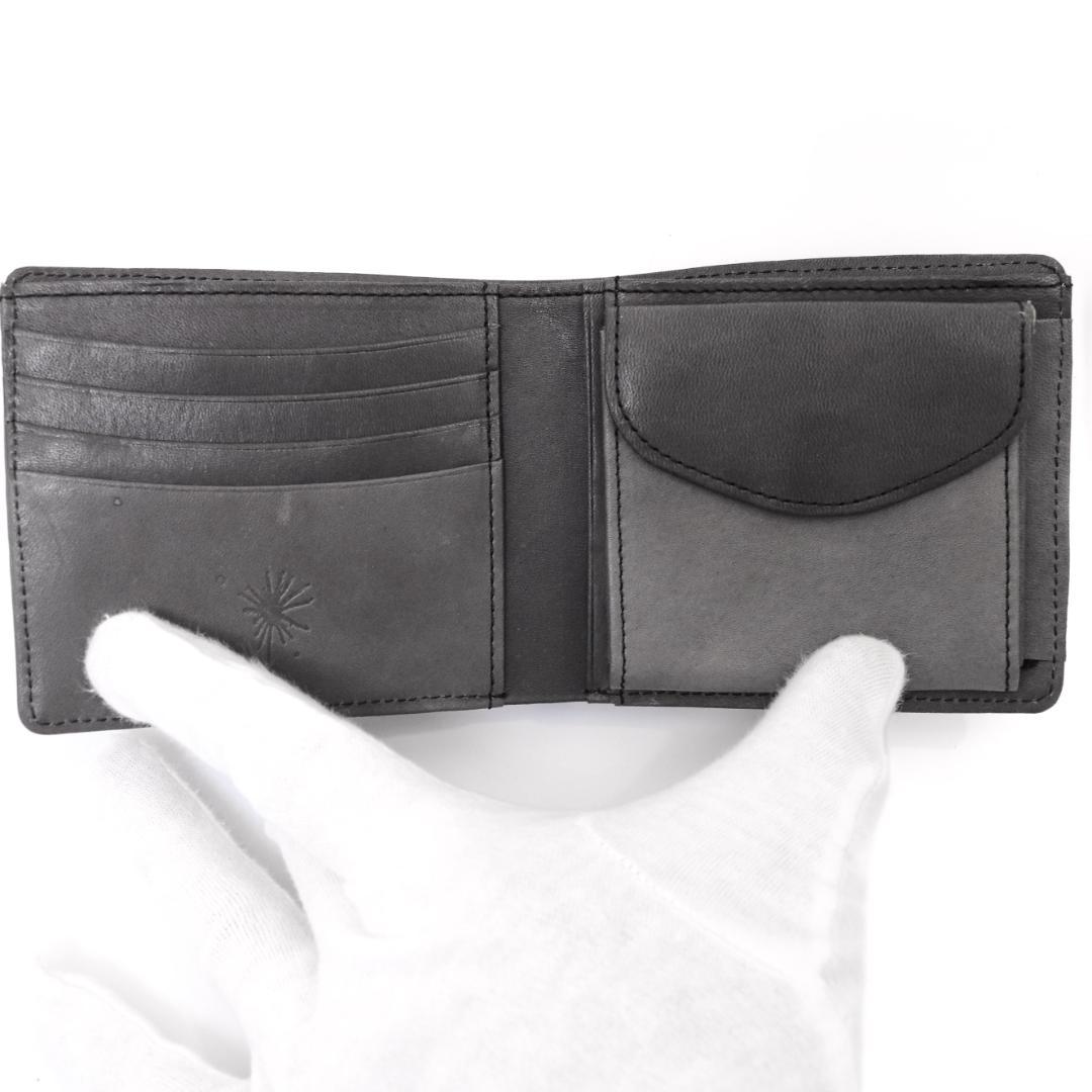 メゾン　ミハラヤスヒロ　炙り出し　二つ折り財布　レザー　バックル　ブラック