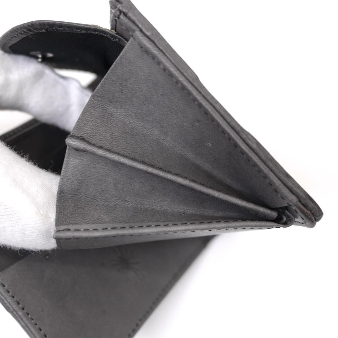 メゾン　ミハラヤスヒロ　炙り出し　二つ折り財布　レザー　バックル　ブラック