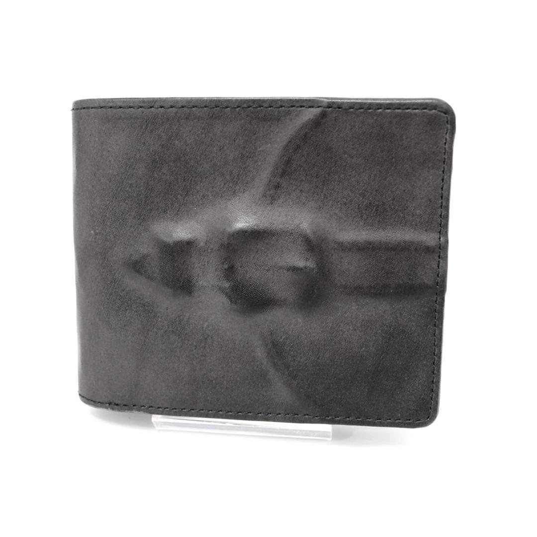 メゾン　ミハラヤスヒロ　炙り出し　二つ折り財布　レザー　バックル　ブラック