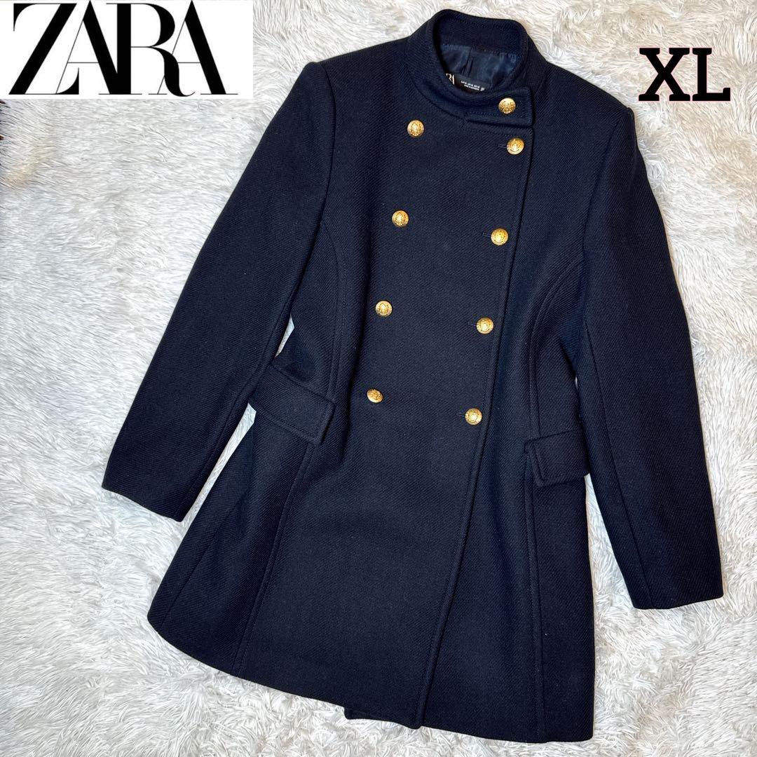 大きい ✨️美品 ZARA XL ナポレオンコート ネイビー ダブル 金ボタン