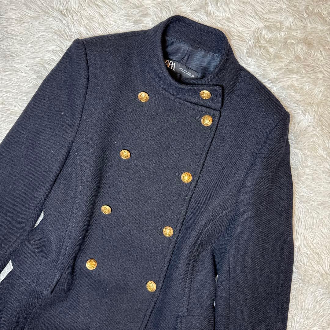 大きい ✨️美品 ZARA XL ナポレオンコート ネイビー ダブル 金ボタン