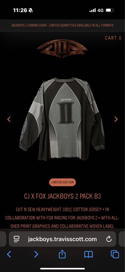 【トラヴィススコット着用】CJ×FOX RACING ロンT JB2 CDセット