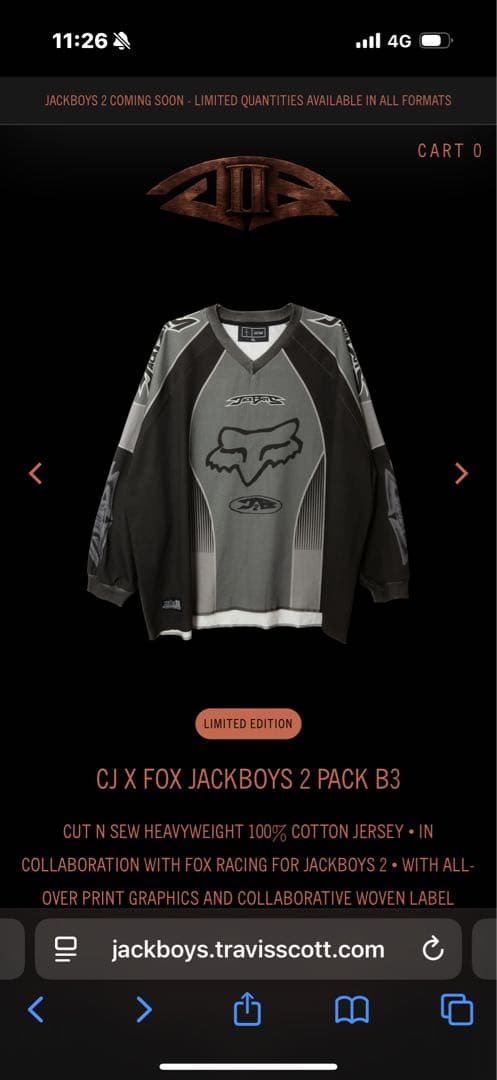 【トラヴィススコット着用】CJ×FOX RACING ロンT JB2 CDセット