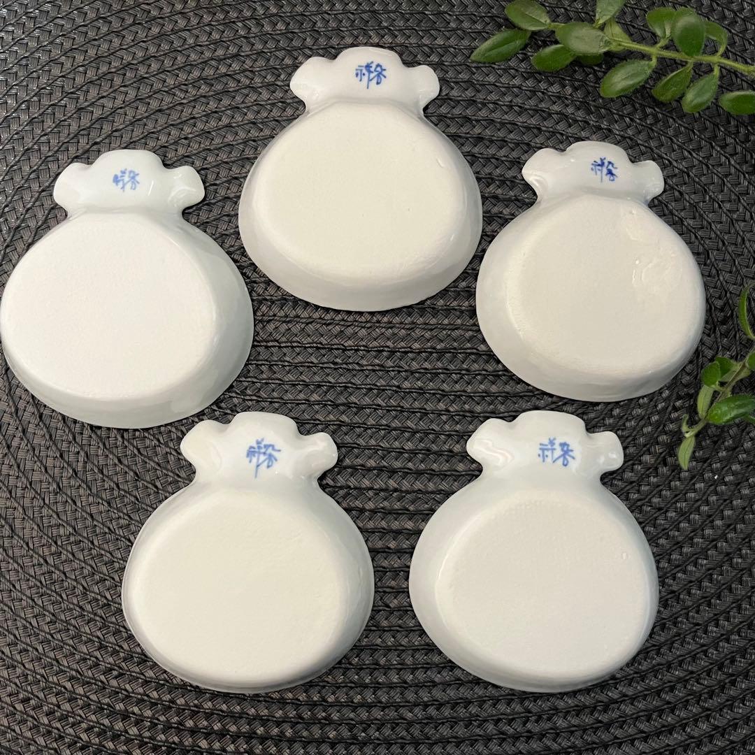 新品未使用　九谷焼　宝袋豆皿5枚セット　豆皿　小皿　正月食器