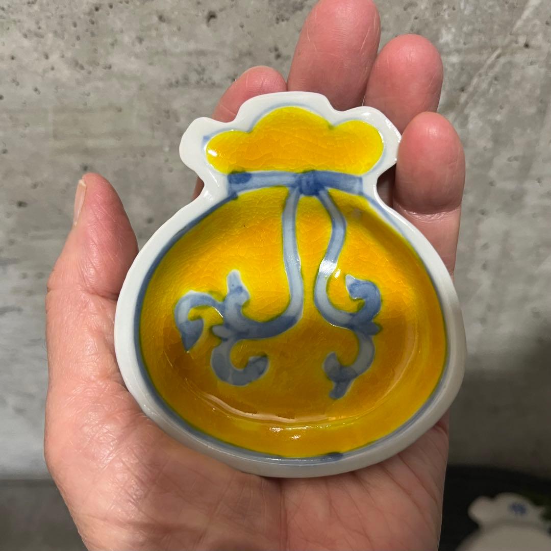 新品未使用　九谷焼　宝袋豆皿5枚セット　豆皿　小皿　正月食器