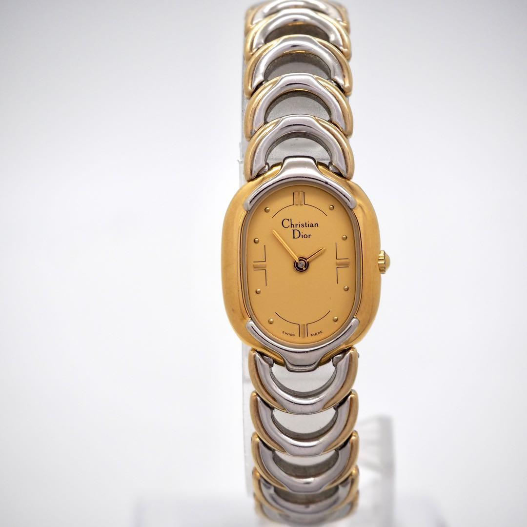 445 稼働【美品】クリスチャンディオール　レディース　時計　ゴールド　オーバル