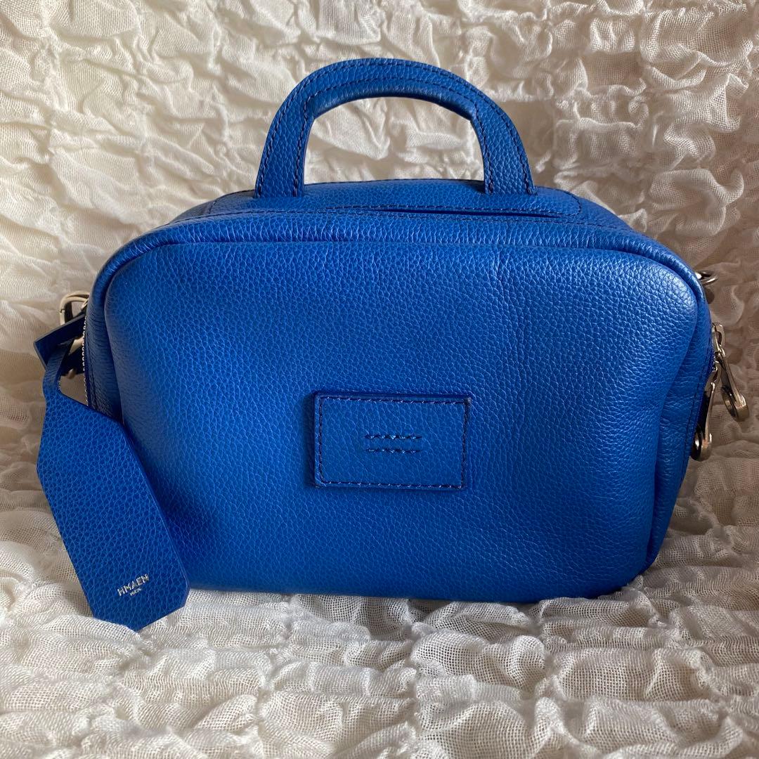 HMAEN アエナ　ブルー青 レザー ショルダーバッグ　ハンドバッグ　藤巻百貨店