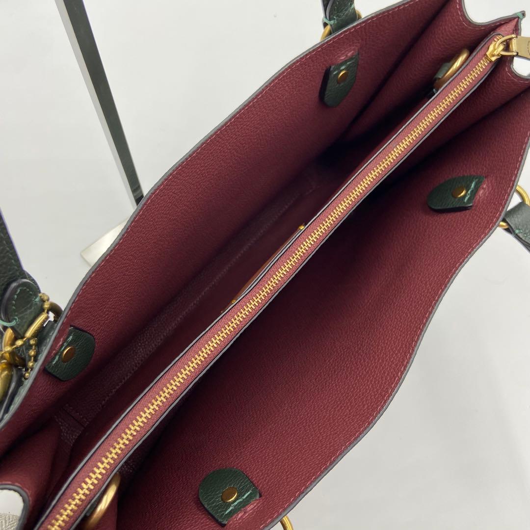 美品✨ コーチ グリーン タイラー トートバッグ ショルダー 2way レザー