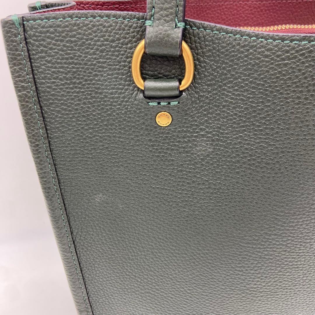 美品✨ コーチ グリーン タイラー トートバッグ ショルダー 2way レザー