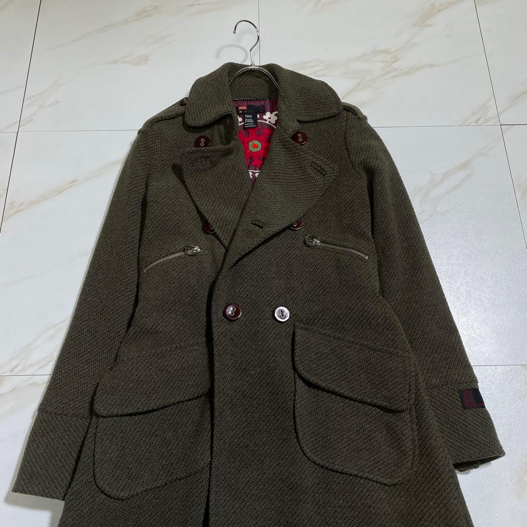 希少⭐︎ディーゼル ミリタリー調 ダブルフェイス ダブルブレストロングコート 花柄