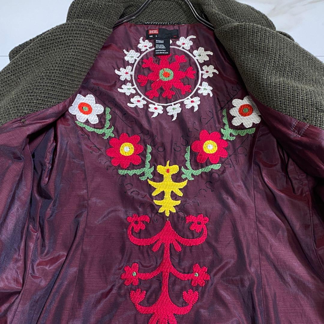 希少⭐︎ディーゼル ミリタリー調 ダブルフェイス ダブルブレストロングコート 花柄