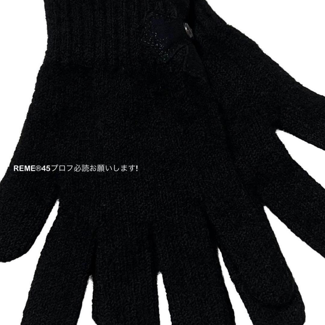 専用 正規品 クロムハーツ レザーパッチ カシミヤ グローブ 手袋 ブラック