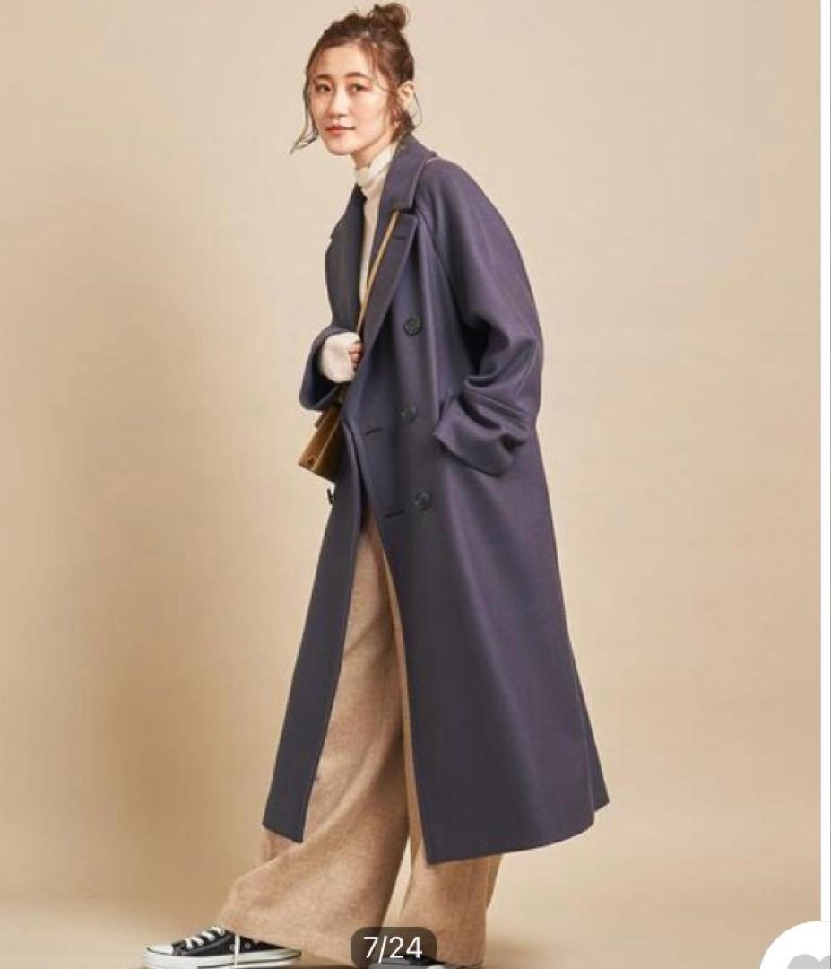 【未使用】ユナイテッドアローズ ハミルトン メルトン ロング コート パープル