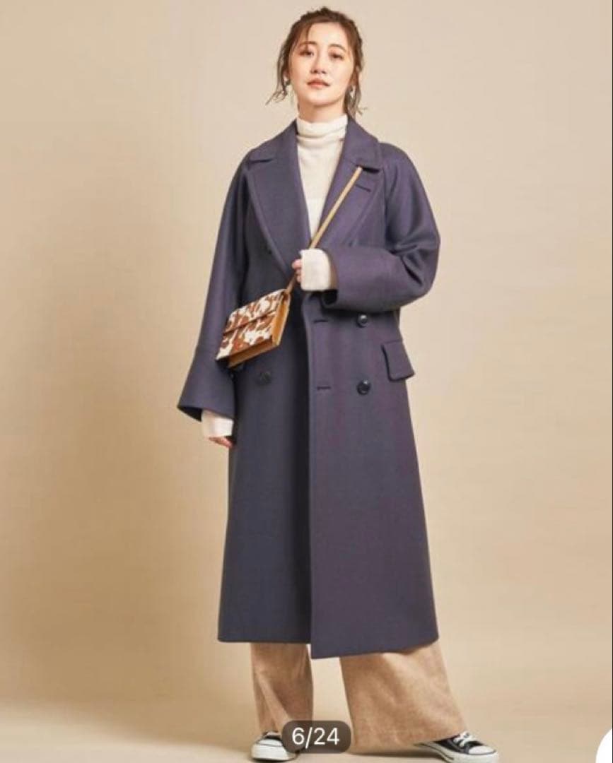 【未使用】ユナイテッドアローズ ハミルトン メルトン ロング コート パープル