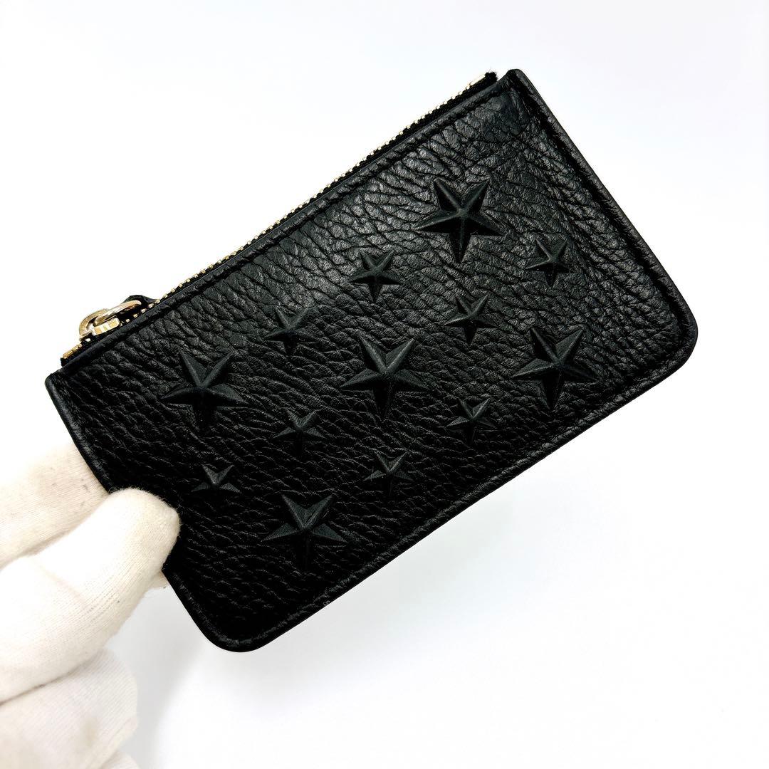 極美品＊ジミーチュウ スターエンボス レザー ケース キーケース ブラック