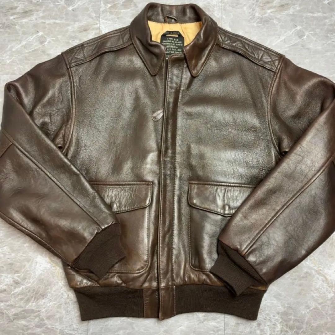 A2 AVIREX フライトジャケット シールブラウン インナーボンバープリント