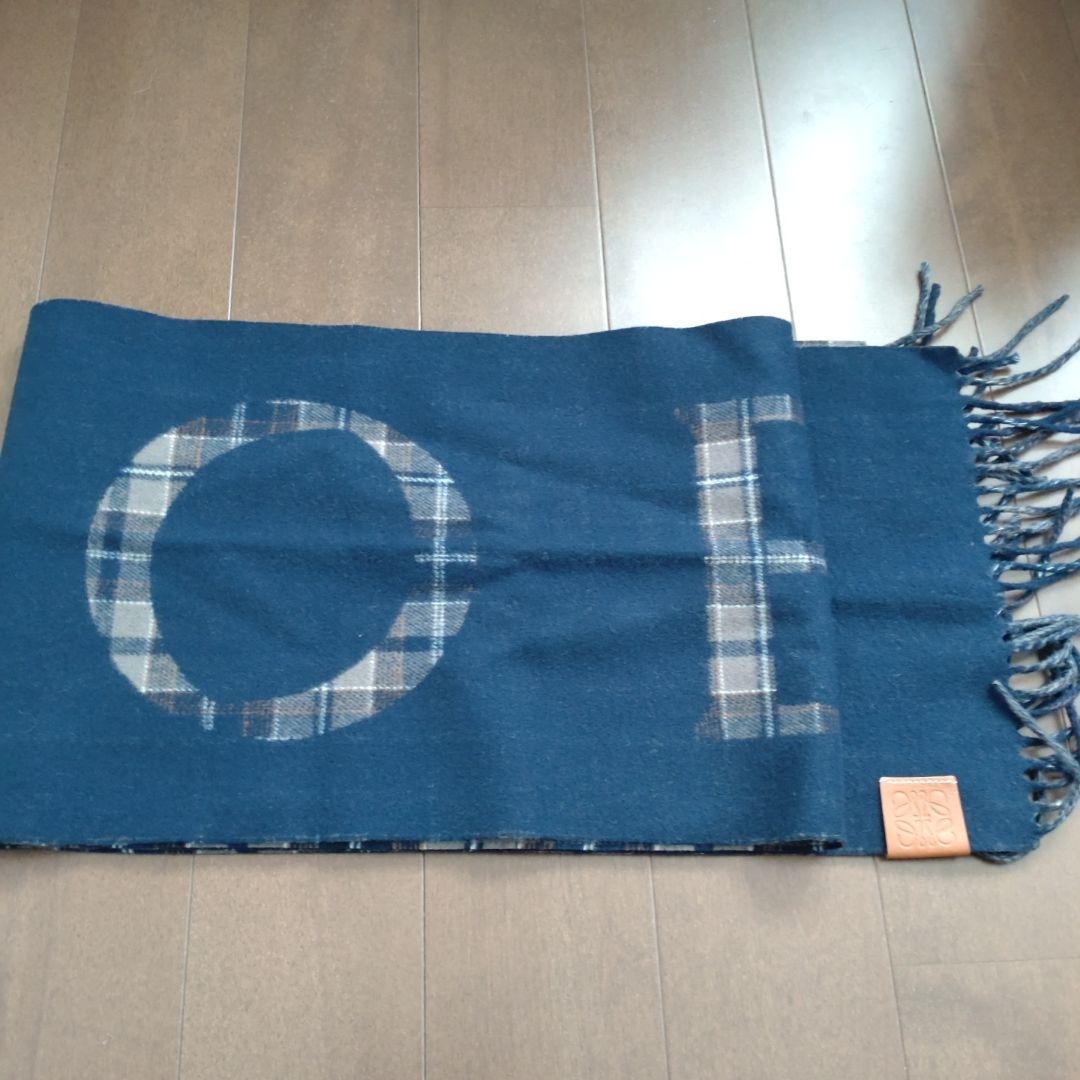 青系チェック柄マフラー LOEWE