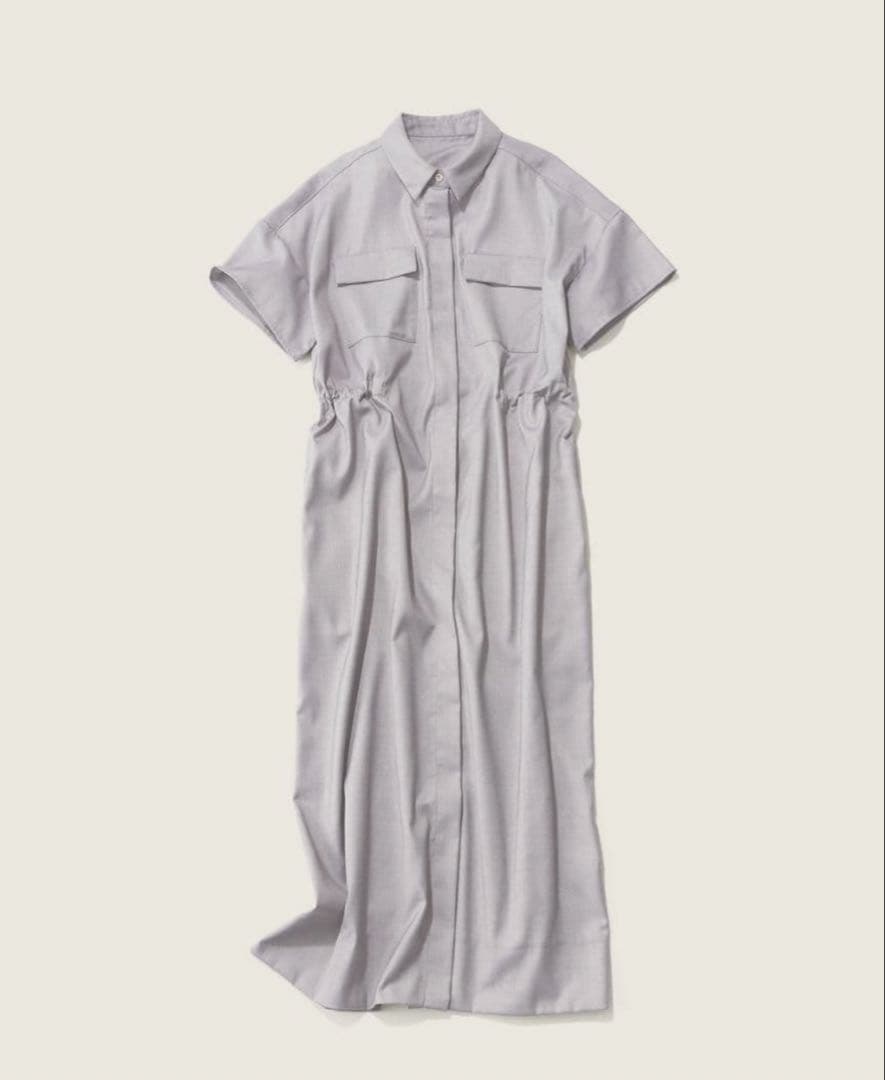 美品◆SOÉJU 半袖　ロングシャツワンピース　グレー　TALL