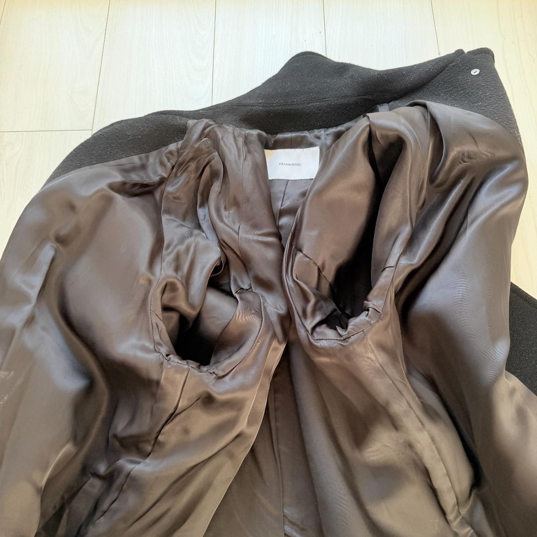 美品✨フレームワーク　ラムウールMIXシャルムバルカラーコート　ブラック　36