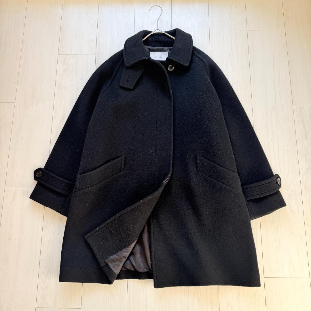 美品✨フレームワーク　ラムウールMIXシャルムバルカラーコート　ブラック　36