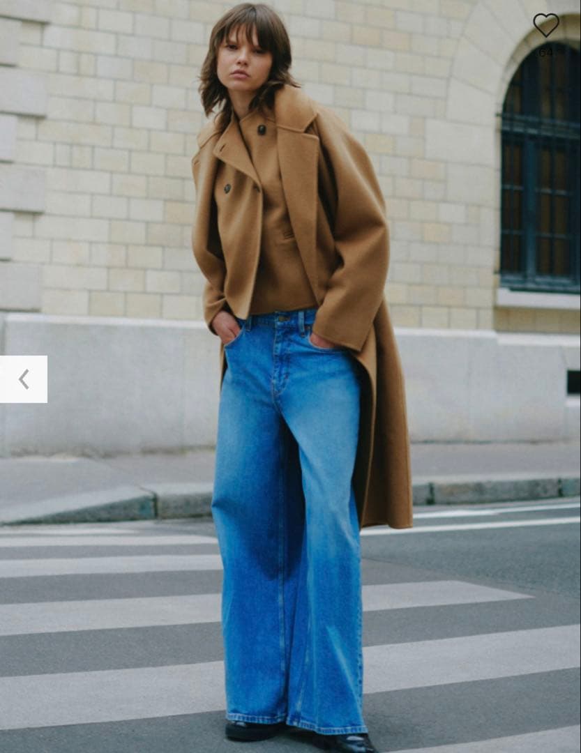 ダブルフェイスロングコート ベージュ　S