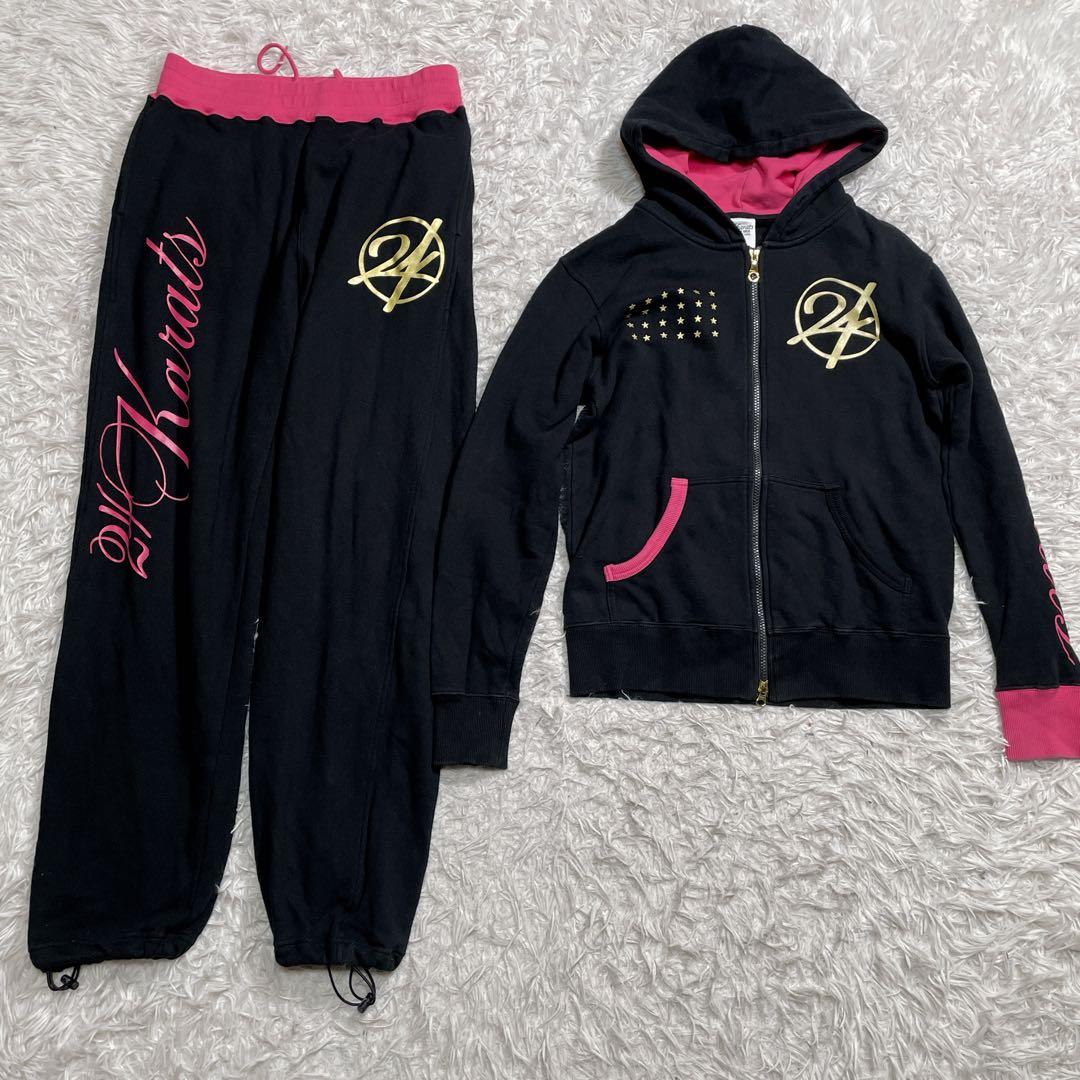 24karats ジャージ　上下セット　ブラック　ピンク　M