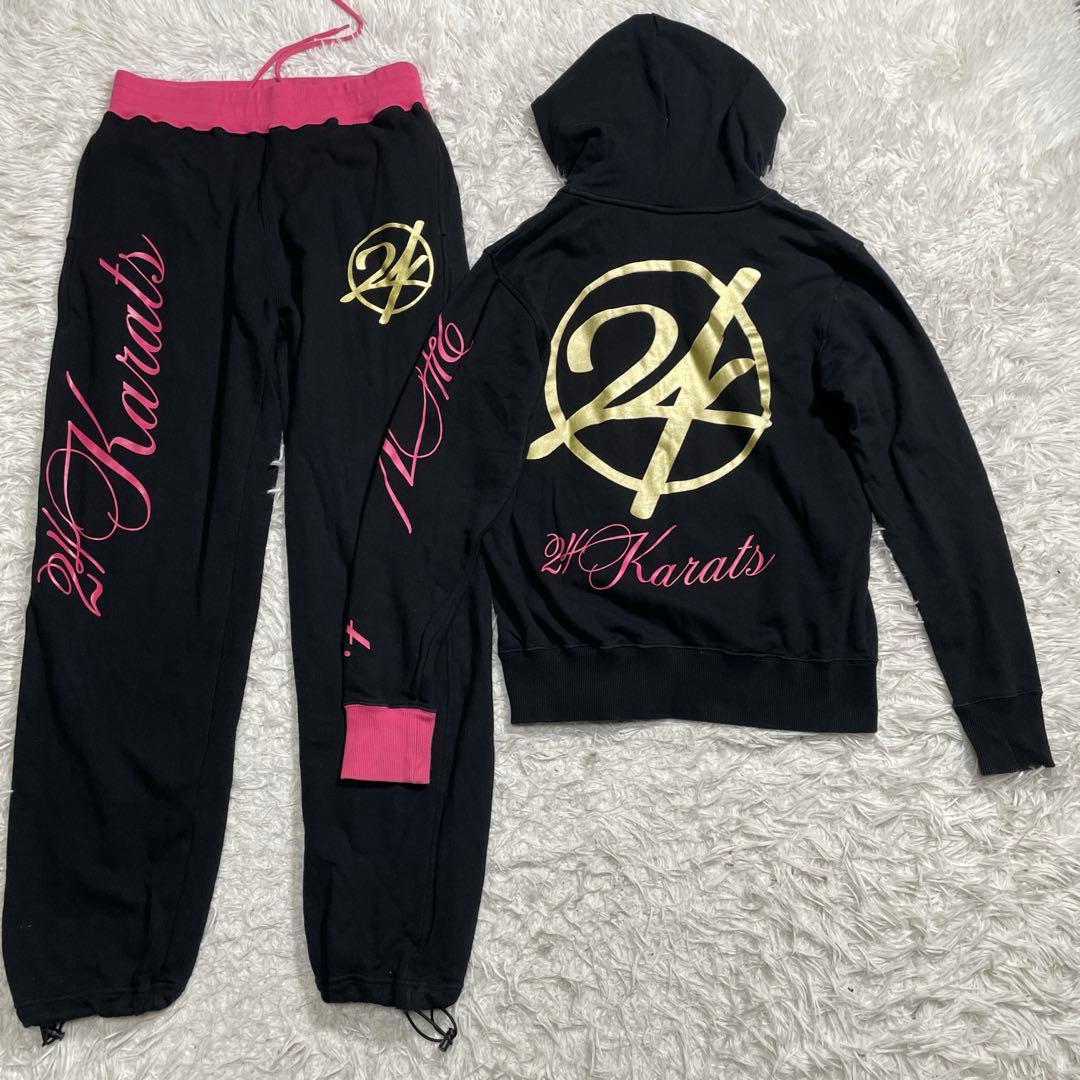24karats ジャージ　上下セット　ブラック　ピンク　M