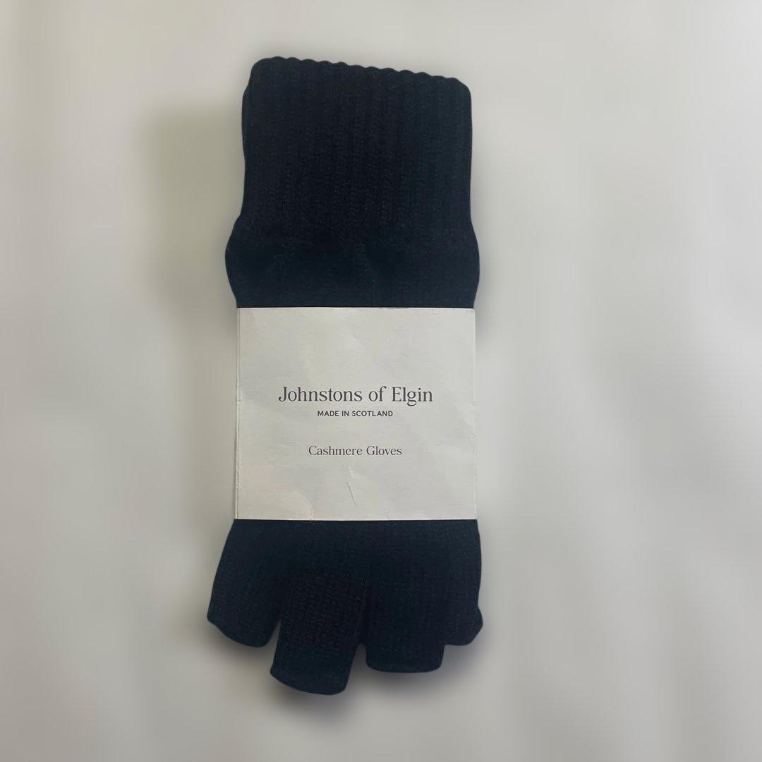 Johnstons of Elgin カシミヤ手袋 ブラック
