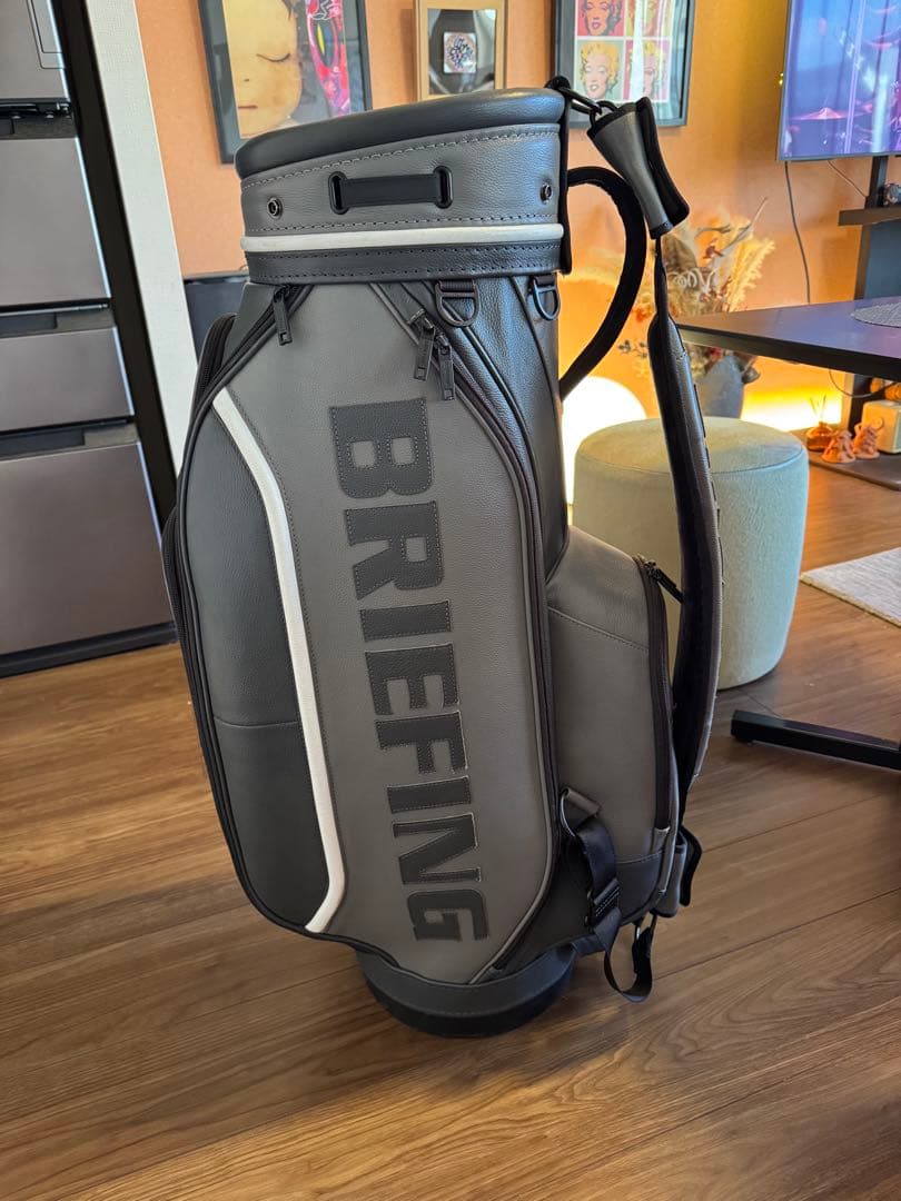 BRIEFING キャディバッグ レザー グレー